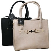 Wholesale - BHPC CARRY ALL HANDBAG W/TOP ZIPPER 2-ASST BLK & TAUPE